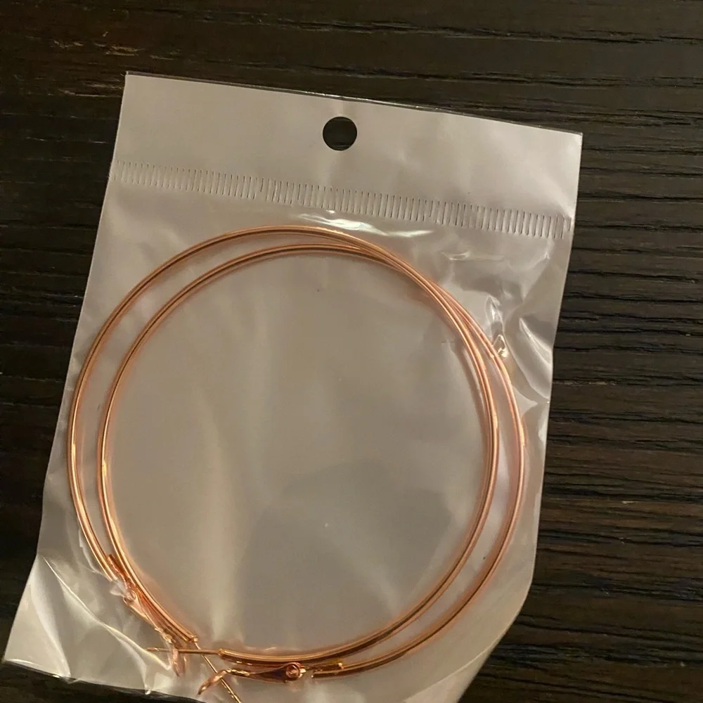 NEW silver and rose gold hoop earrings